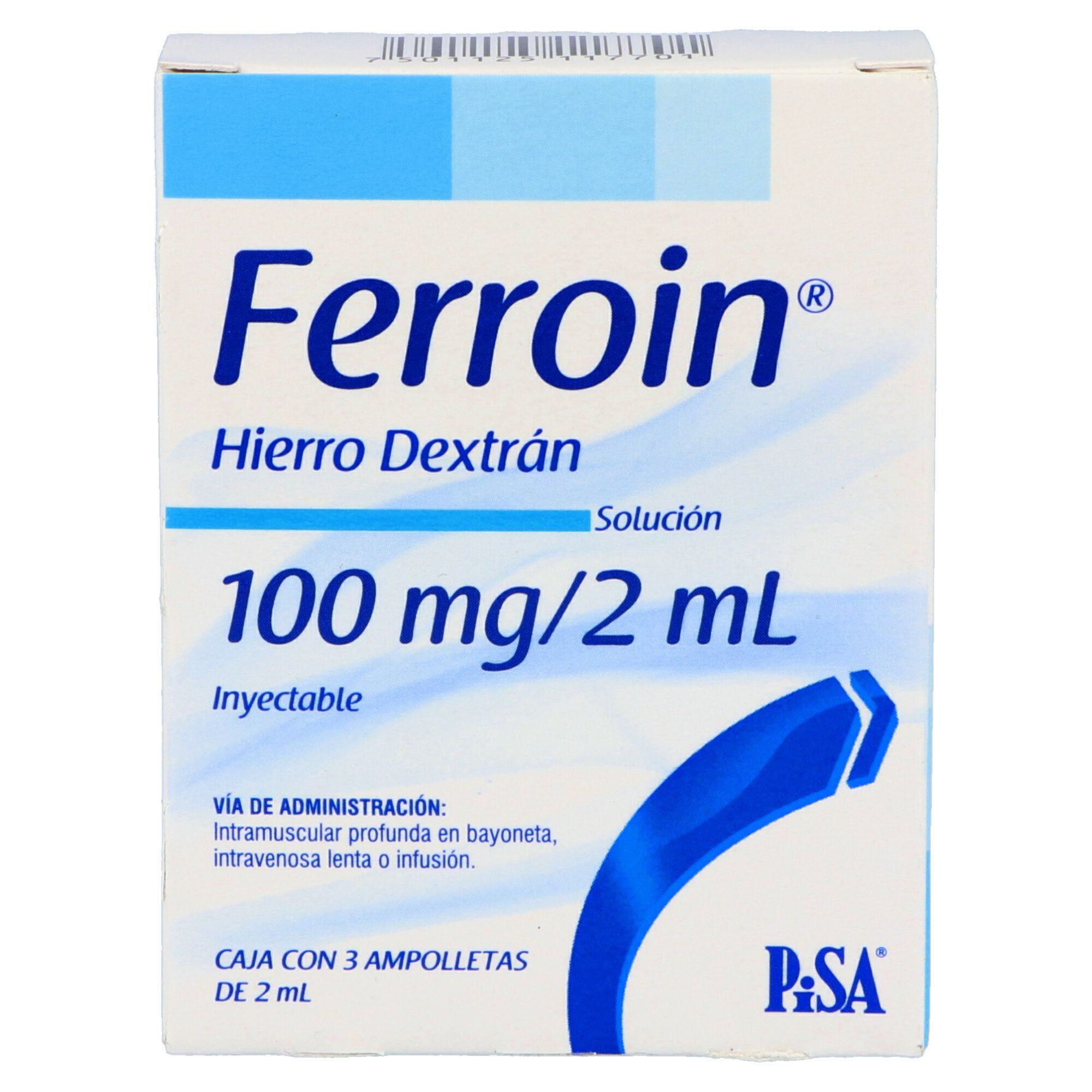 Precio Ferroin solución 100 mg/2 ml 3 ampolletas | Farmalisto MX
