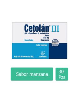 Cetolán III 3150 mg Caja Con 30 Sobres De 10g Cada Uno Sabor Manzana