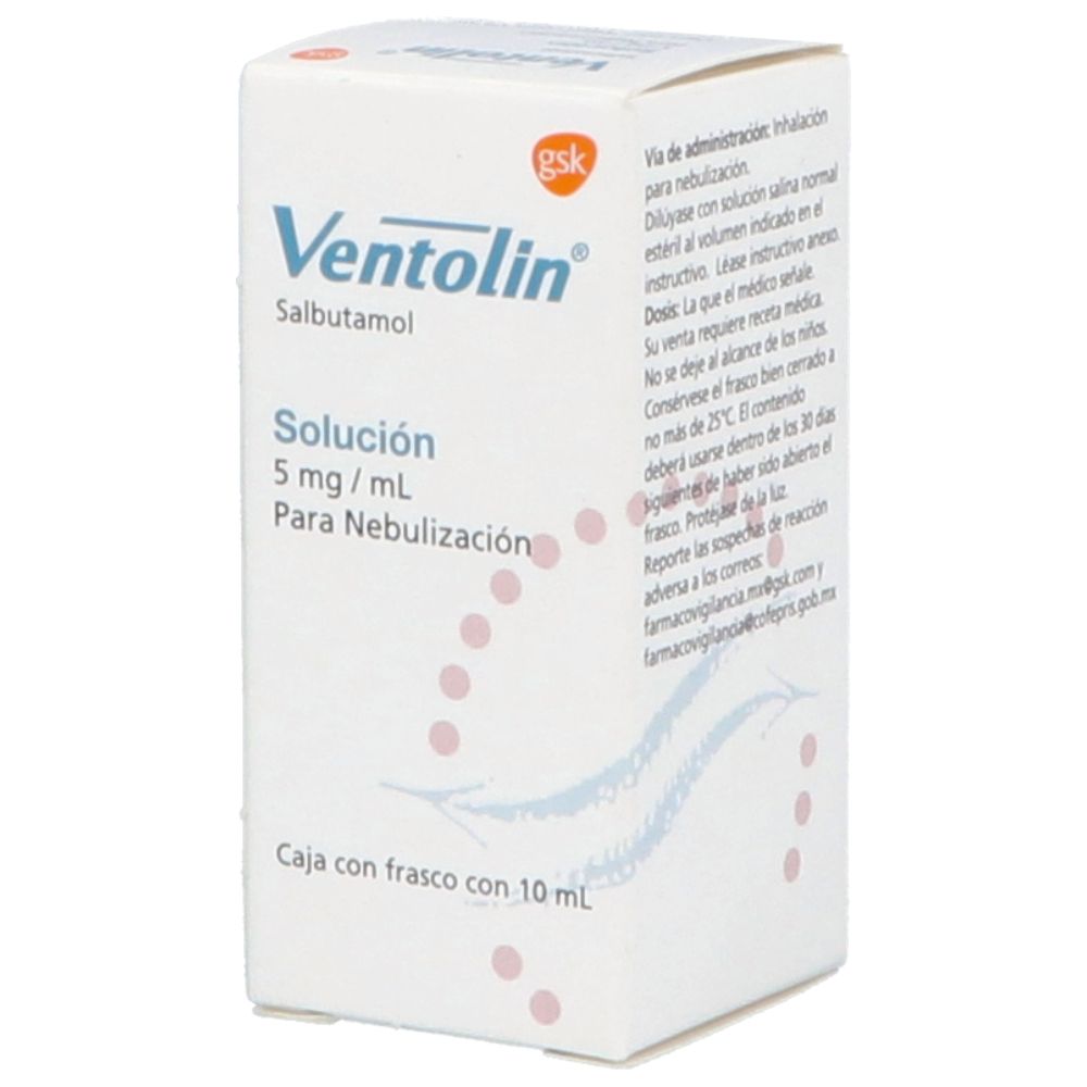 Precio Ventolin solución 5 mg/ml con 10 ml | Farmalisto MX