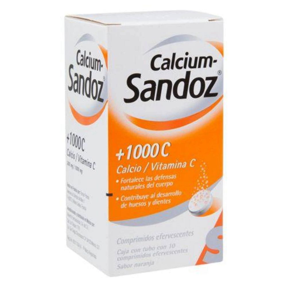 Calcium Sandoz +1000C 10 Comprimidos Efervescentes de Naranja | Farmalisto  México
