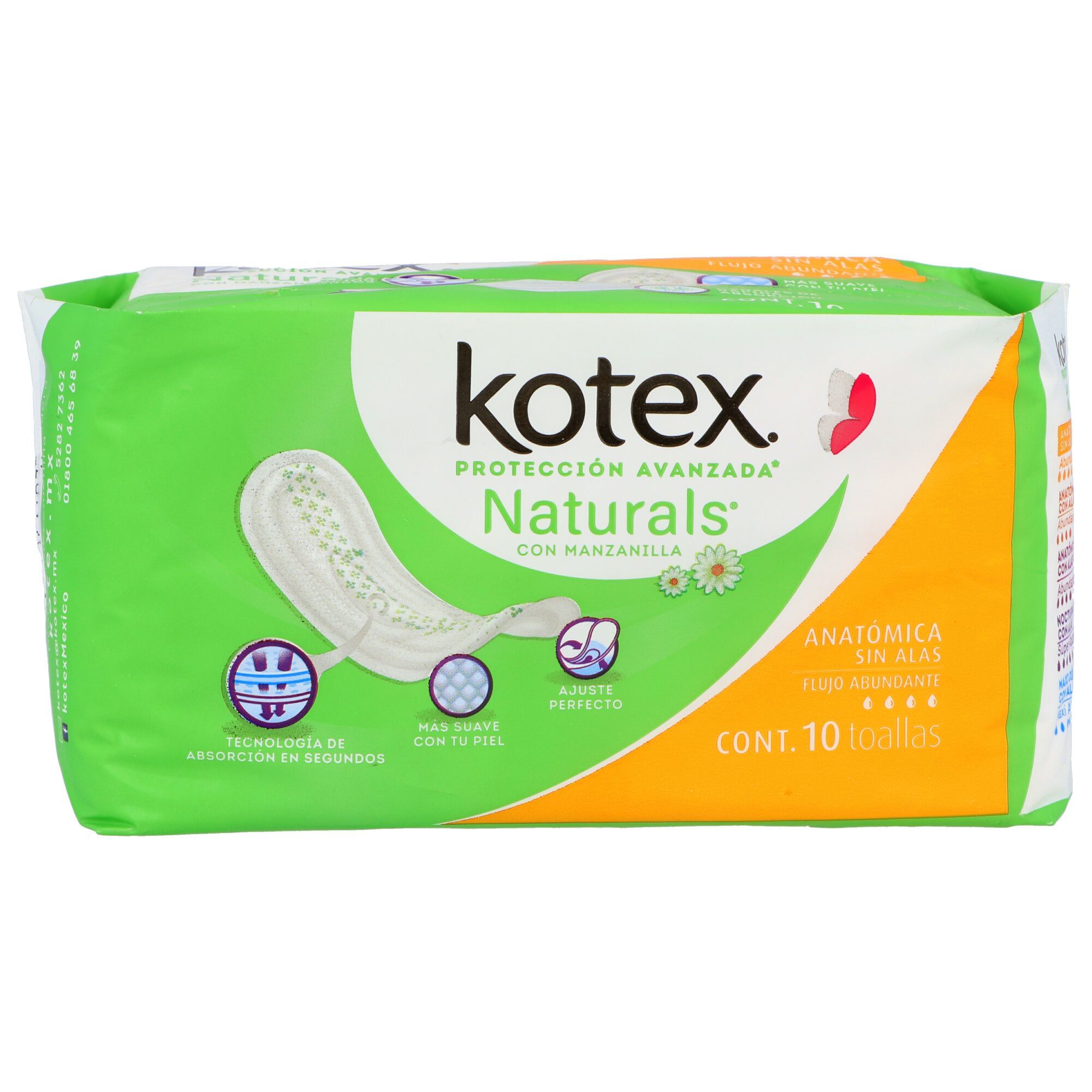 Precio Kotex natural manzanilla anatómicas sin alas | Farmalisto MX