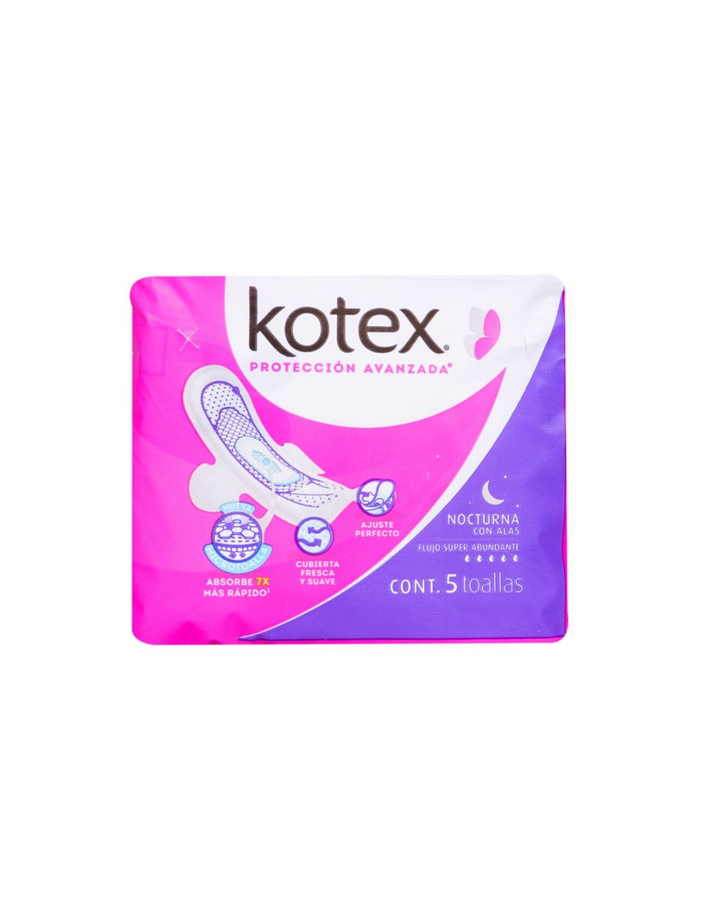 Precio Kotex nocturna con alas 5 toallas | Farmalisto MX